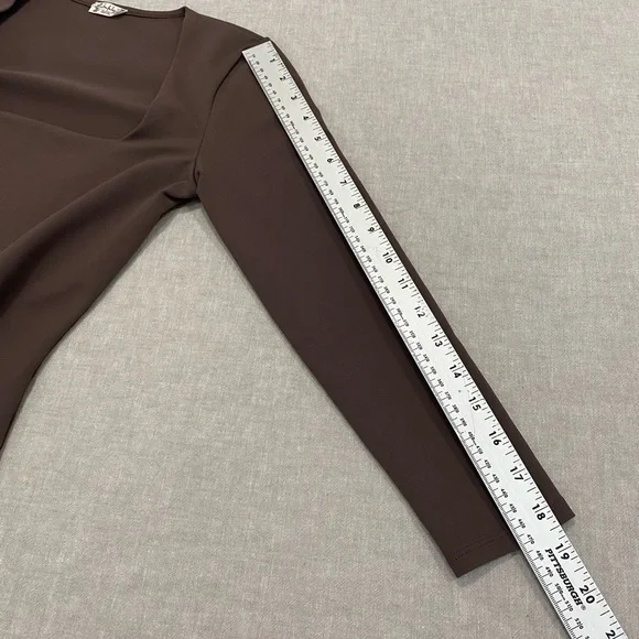 Free People intimately Truth or Square Bodysuit Small Brown Long sleeve Thong - Picture 11 of 12
